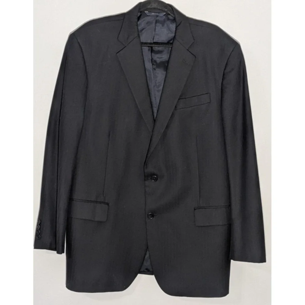 Brooks Brothers Makers Merchants Saxxon Wool Madison Fit 46L Black Suit Jacket